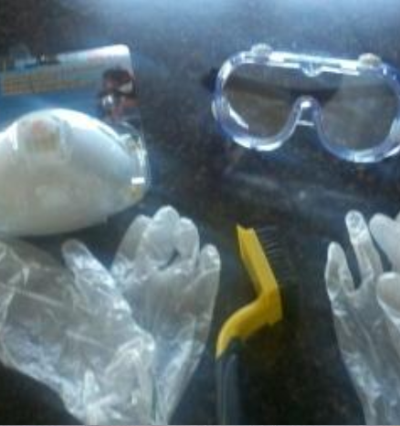 Alumaloy safety kit for aluminum repair – wire brush, safety goggles, gloves and respirator mask